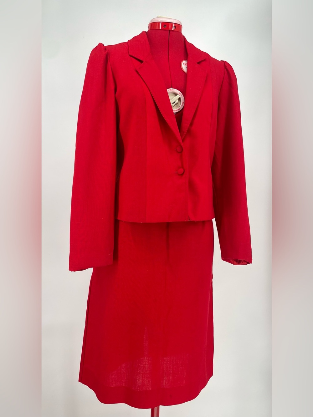 Vintage Red Sophisticated Skirt Suit Marissa Brand Pencil Skirt & Blazer